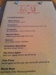 MU cocktail menu